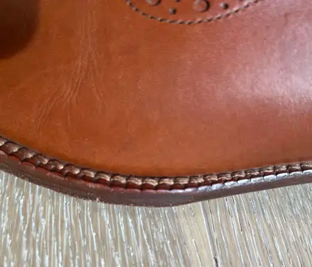 Close up of stitching on Beckett Simonon Oxfords