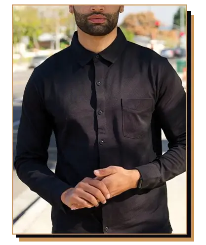 Man wearing black dress shirt