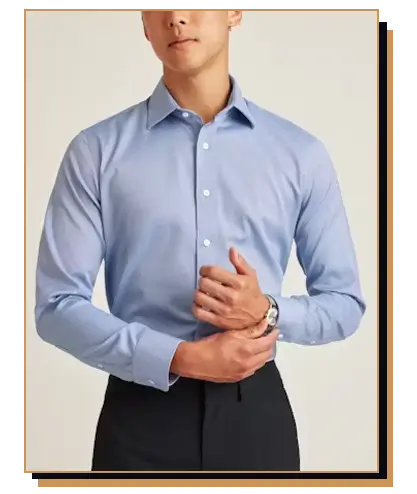 Man wearing medium blue dress shirt