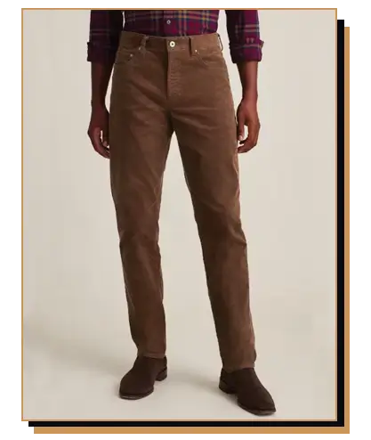 Man wearing brown corduroy pants
