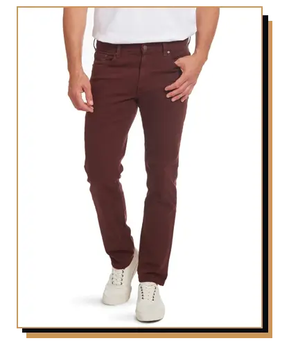 Man wearing burgndy pants