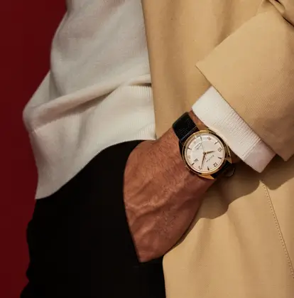 Man wearing vintage looking Bulova watch