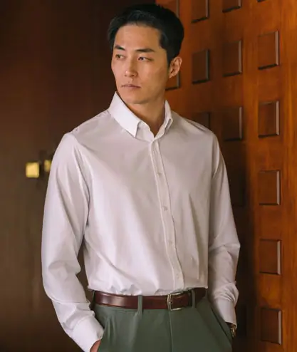 Man wearing classic white dress shirt