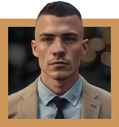 Handsome man with crew cut haircut