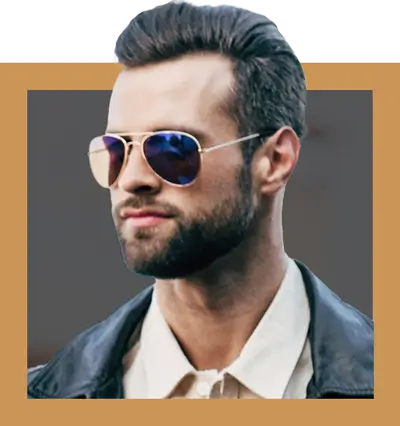 Handsome man with slicked back haircut