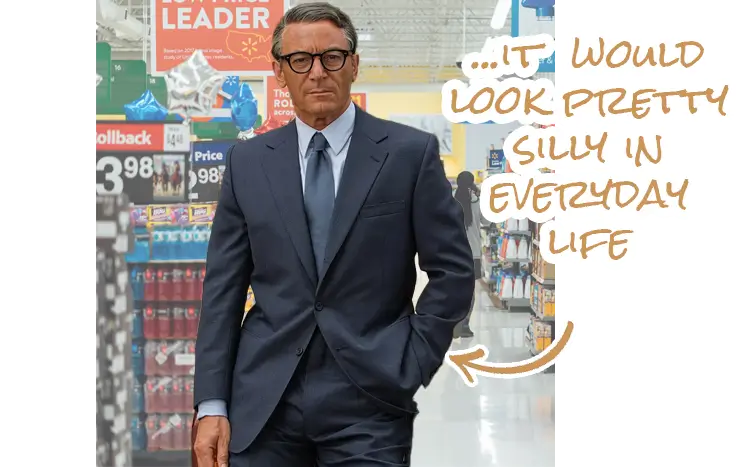 Photoshopped image of Jason Isaacs as Cary Grant in modern grocery store