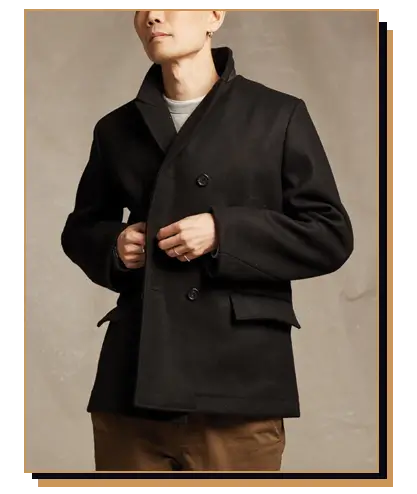 Man wearing black peacoat