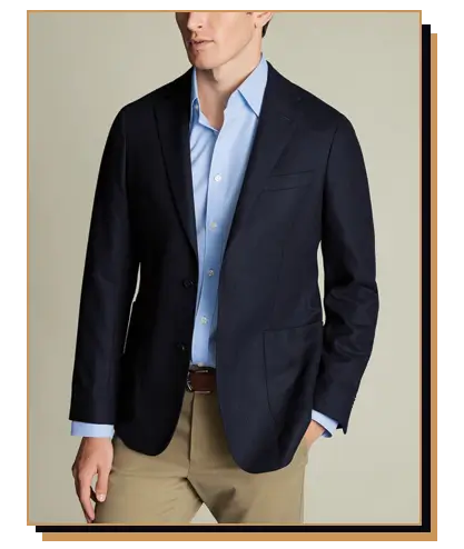 Man wearing a blue unstructured blazer