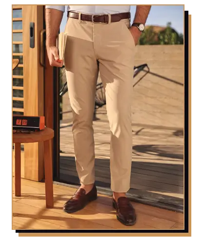 Man wearing chino pants