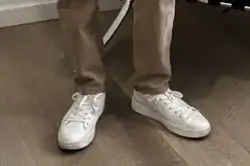 Irreverent Gent founder Dave Bowden modelling white sneakers