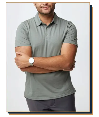 Man wearing green polo from Fresh Clean Threads