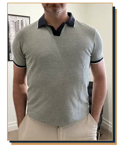 Irreverent Gent founder Dave Bowden wearing a polo from Banana Republic